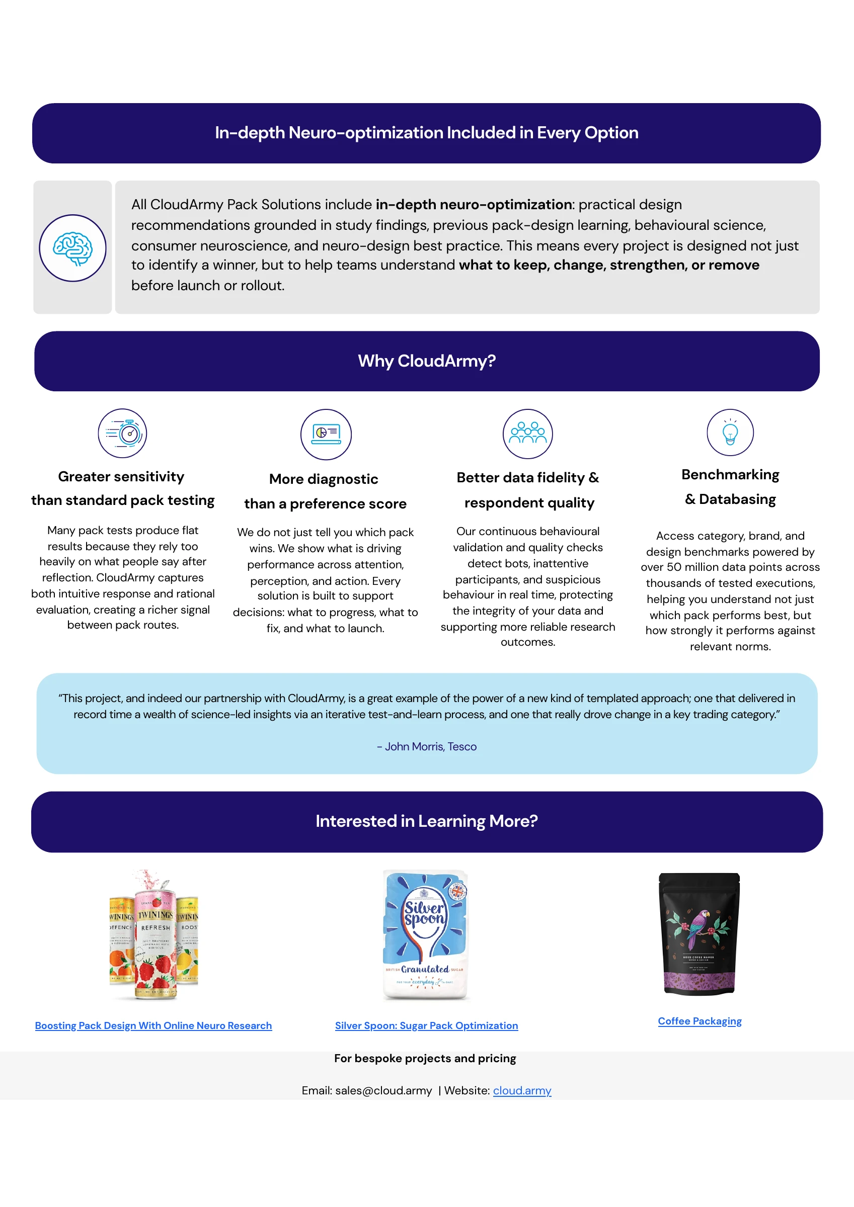 Pack testing solutions brochure, page 2 of 2. A text version follows below.