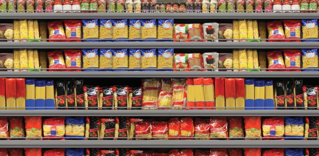 grocery aisle of pasta